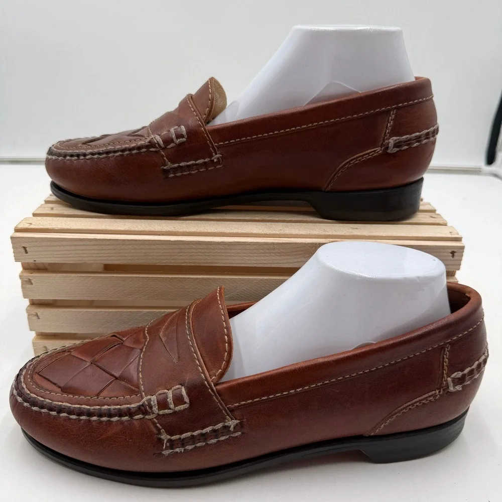 Johnston & Murphy Men's Loafers Brown Basket Weave Tassel Leather Size 9 M